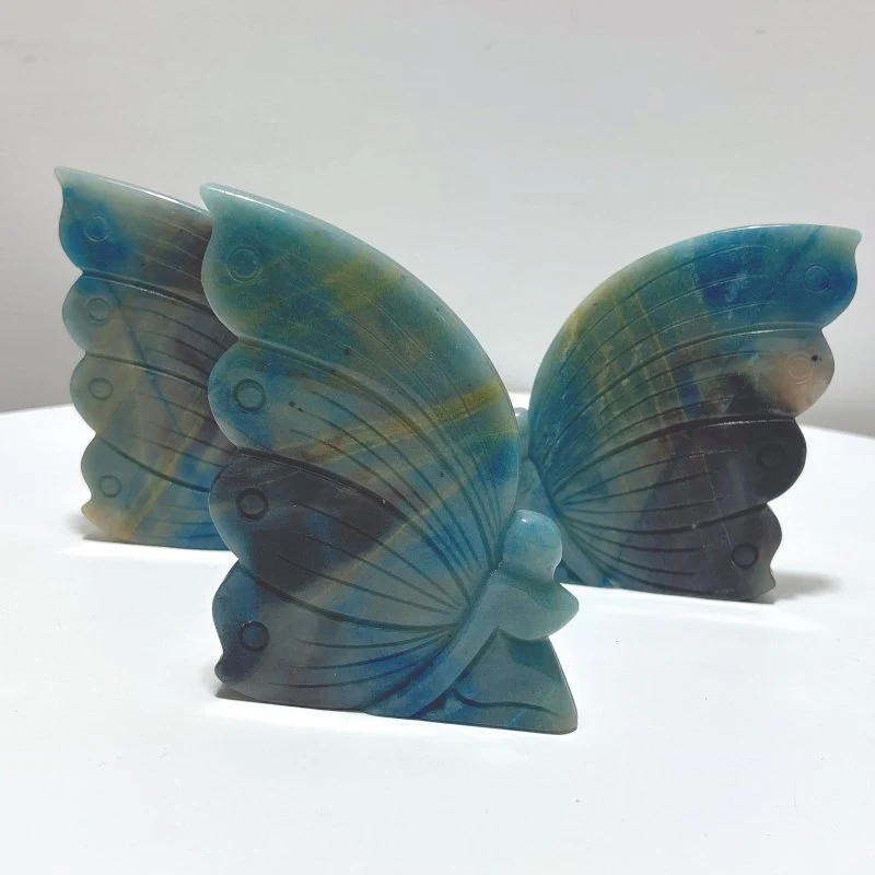 3 Pieces Trolleite Stone Butterfly Fairy Carving