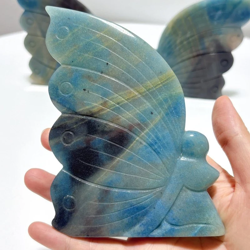 3 Pieces Trolleite Stone Butterfly Fairy Carving - Image 2