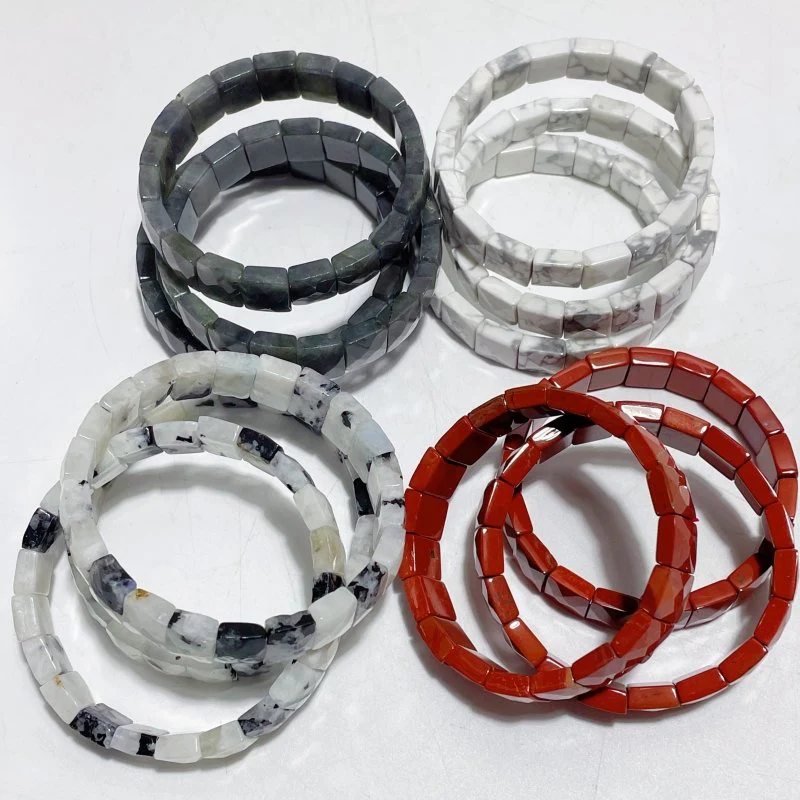 4 Types Multi-faceted Bracelet Wholesale Red Jasper Labradorite India Moonstone Howlite