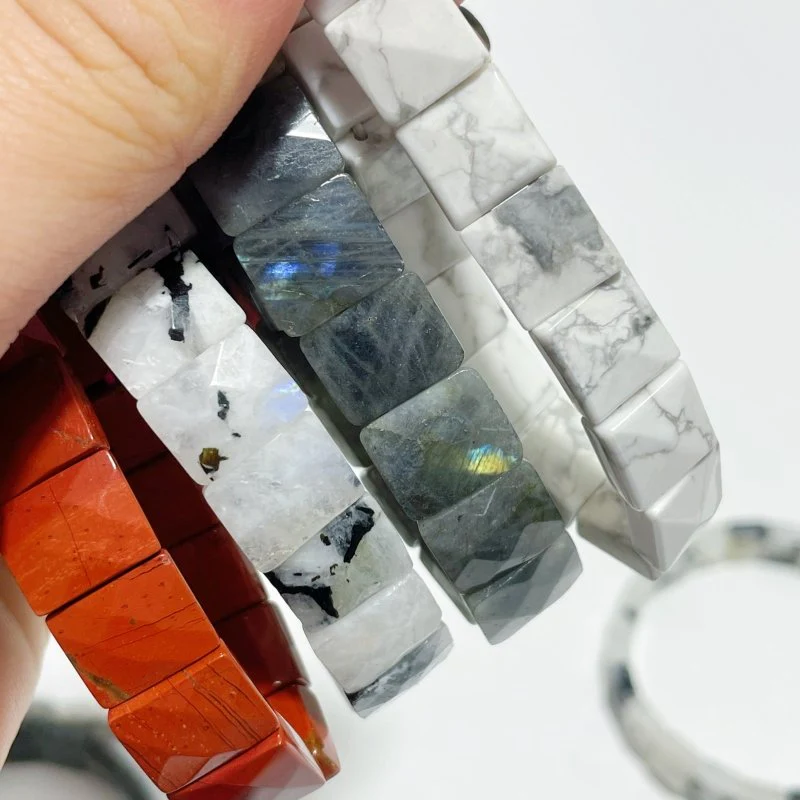 4 Types Multi-faceted Bracelet Wholesale Red Jasper Labradorite India Moonstone Howlite - Image 2