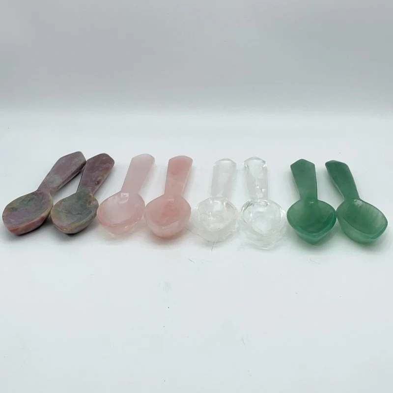 4 Types Spoon Carving Rose Quartz Green Aventurine Wholesale - Image 2