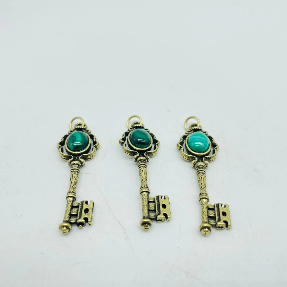 4 Types Gem Key Pendant Wholesale Charoite Sunstone Malachite Moonstone - Image 3