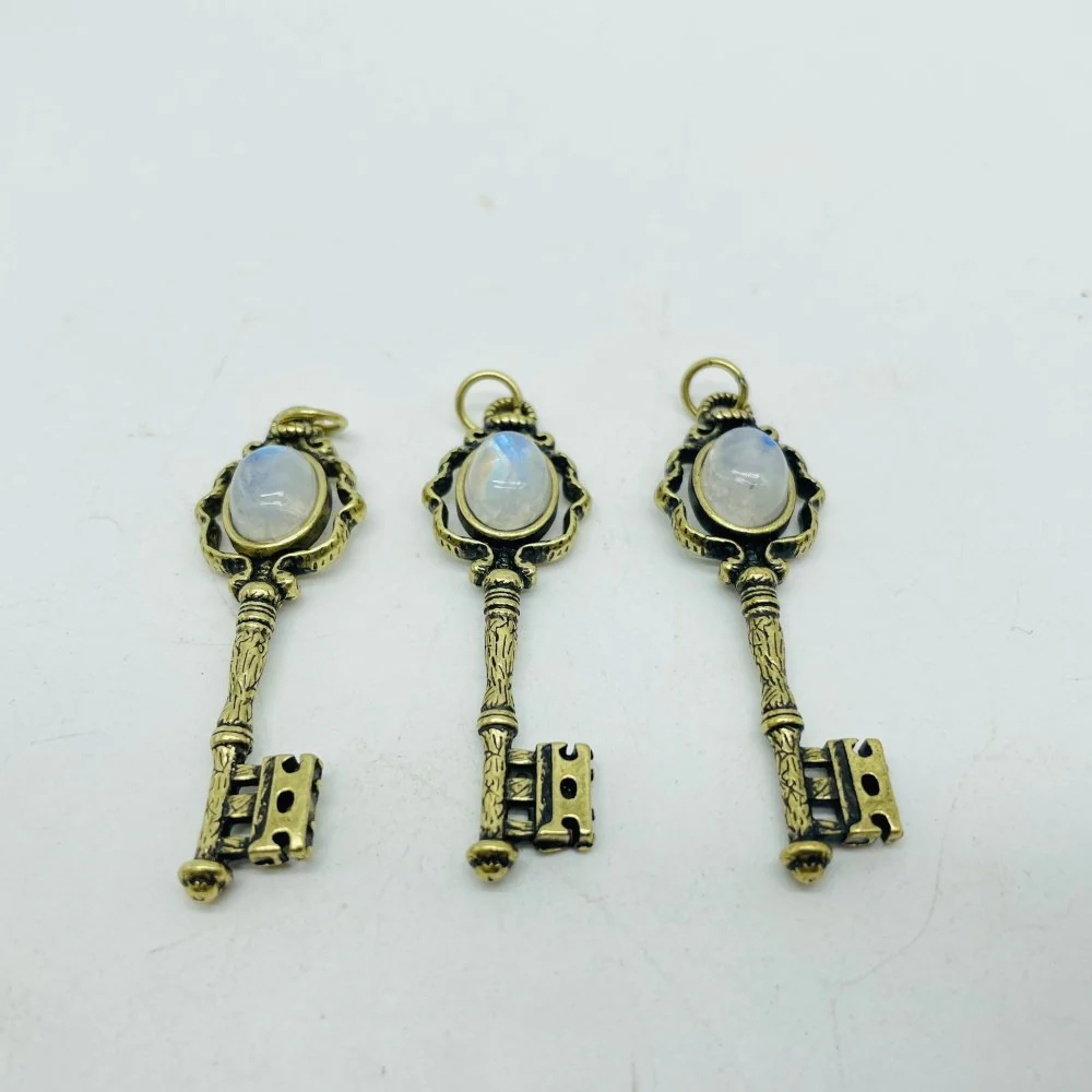 4 Types Gem Key Pendant Wholesale Charoite Sunstone Malachite Moonstone - Image 4