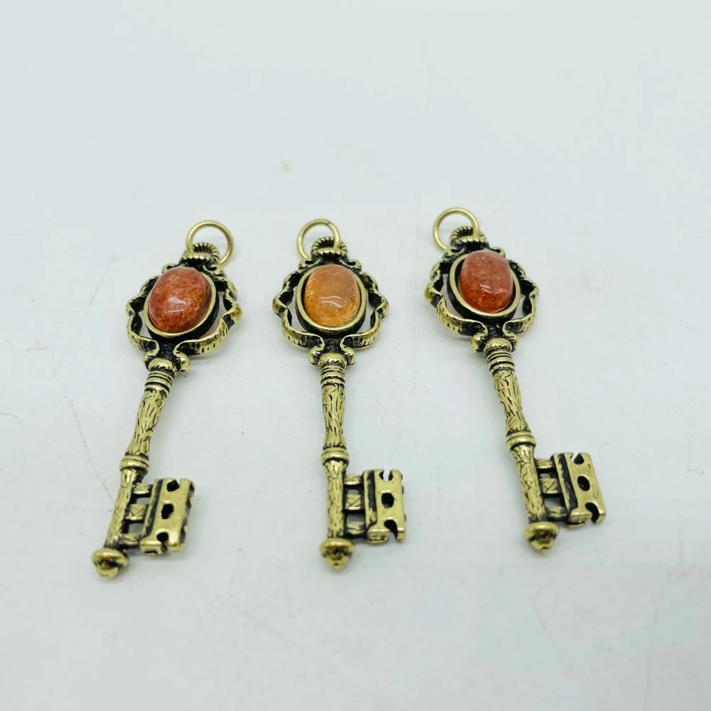 4 Types Gem Key Pendant Wholesale Charoite Sunstone Malachite Moonstone - Image 5