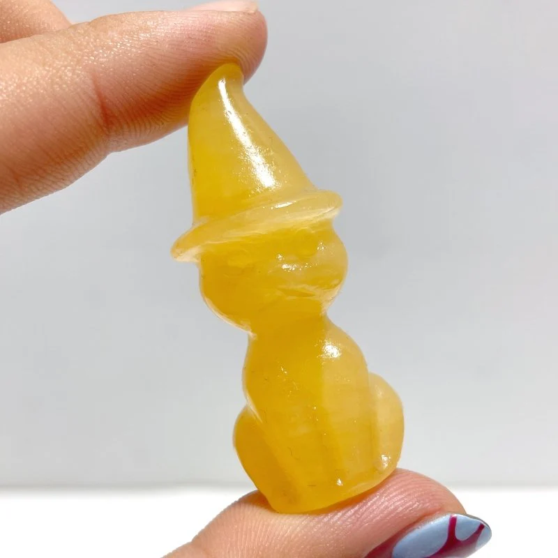 4 Types Halloween Ghost Cat Carving Wholesale Moss Agate Labradorite Yooperlite Yellow Calcite