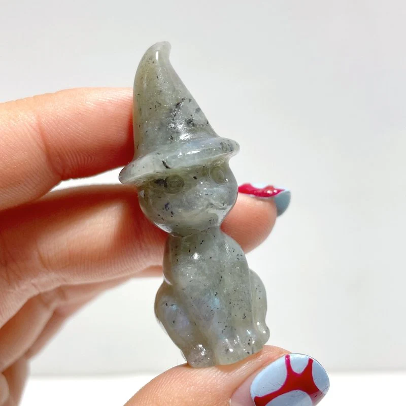 4 Types Halloween Ghost Cat Carving Wholesale Moss Agate Labradorite Yooperlite Yellow Calcite - Image 4