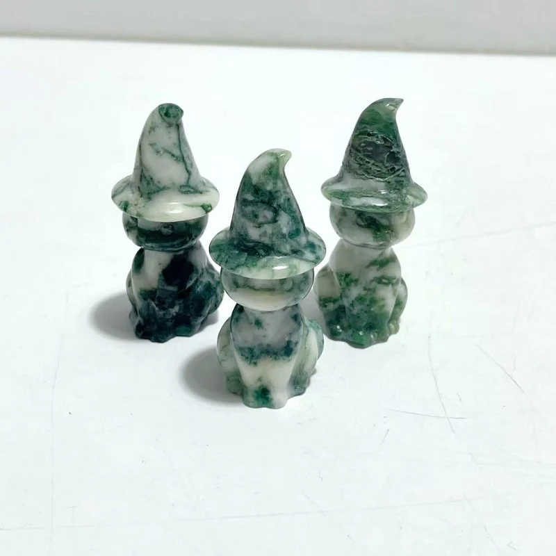 4 Types Halloween Ghost Cat Carving Wholesale Moss Agate Labradorite Yooperlite Yellow Calcite - Image 6