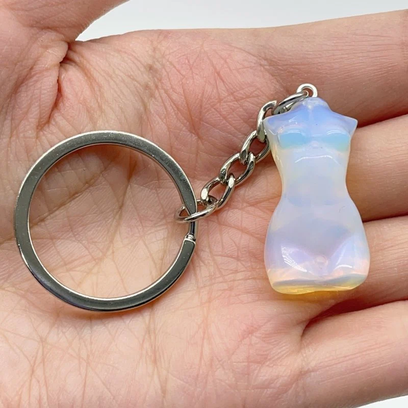 4 Types 3cm Goddess Carving Keychain Chevron Amethyst Opalite - Image 3