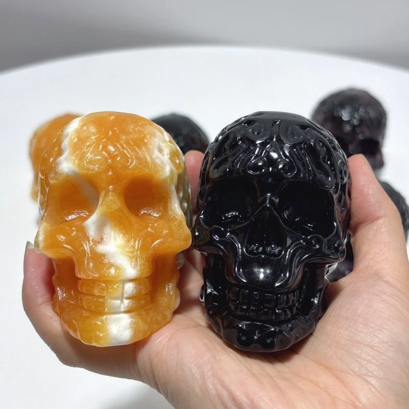 4 Types Crystal Skull Carving Wholesale Orange Calcite Garnet - Image 9