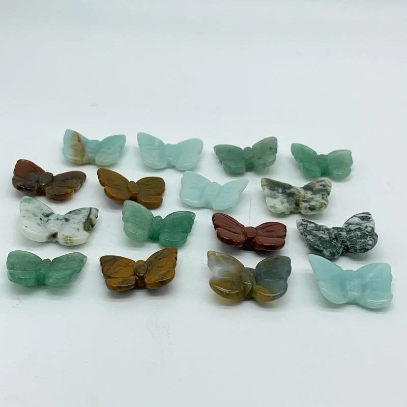 4 Types Mini Butterfly Carving Moss Agate Green Aventurine Wholesale