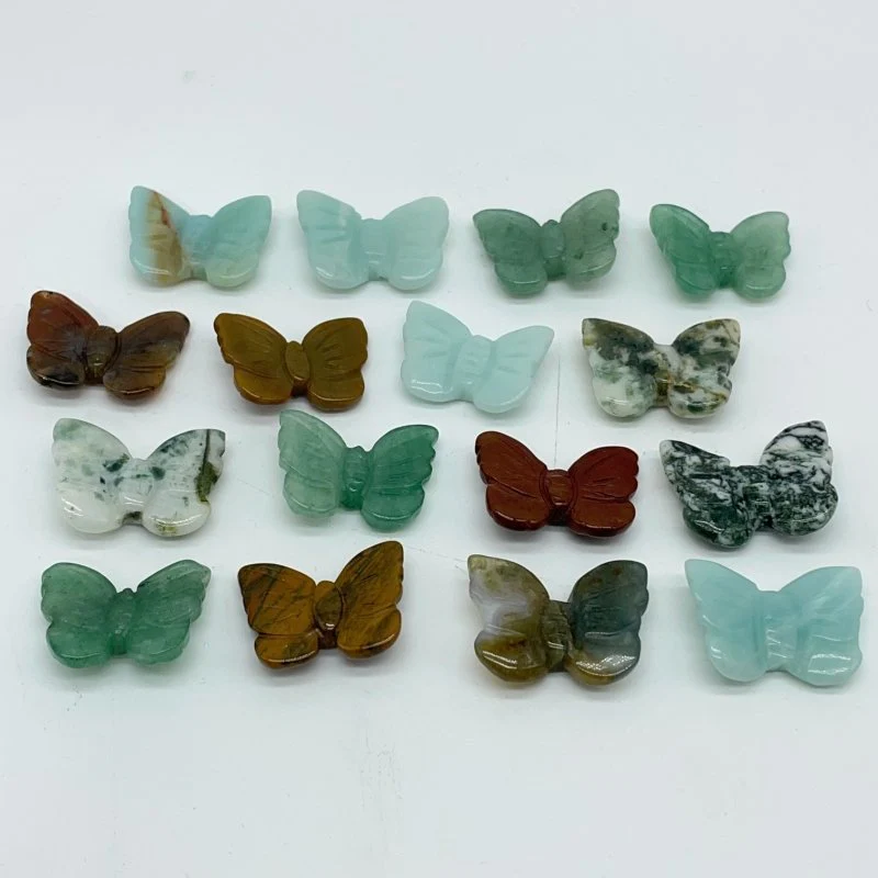 4 Types Mini Butterfly Carving Moss Agate Green Aventurine Wholesale - Image 2
