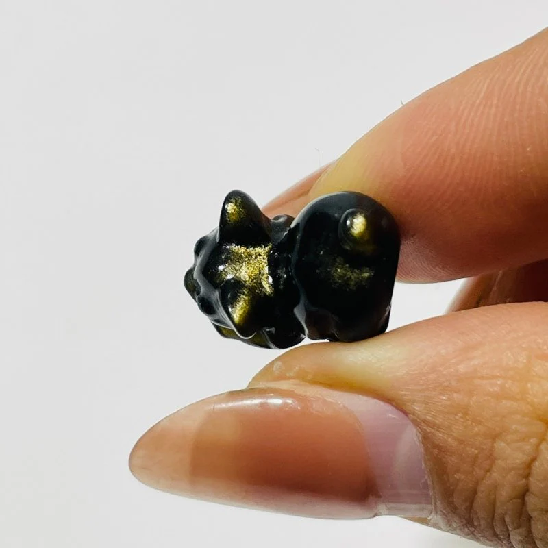 4 Types Mini Gold Sheen Obsidian Carving Wholesale Cat Butterfly Bow Tie - Image 3