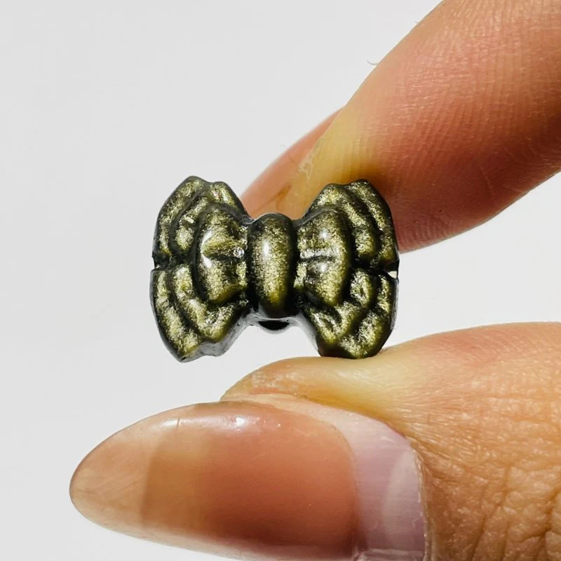 4 Types Mini Gold Sheen Obsidian Carving Wholesale Cat Butterfly Bow Tie - Image 4