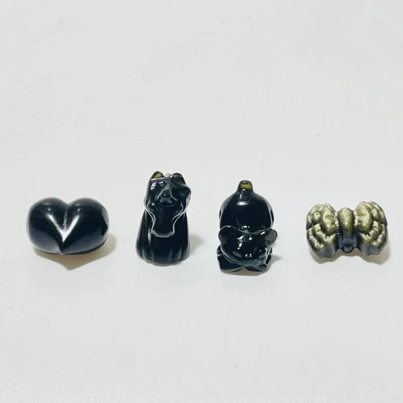 4 Types Mini Gold Sheen Obsidian Carving Wholesale Cat Butterfly Bow Tie - Image 6