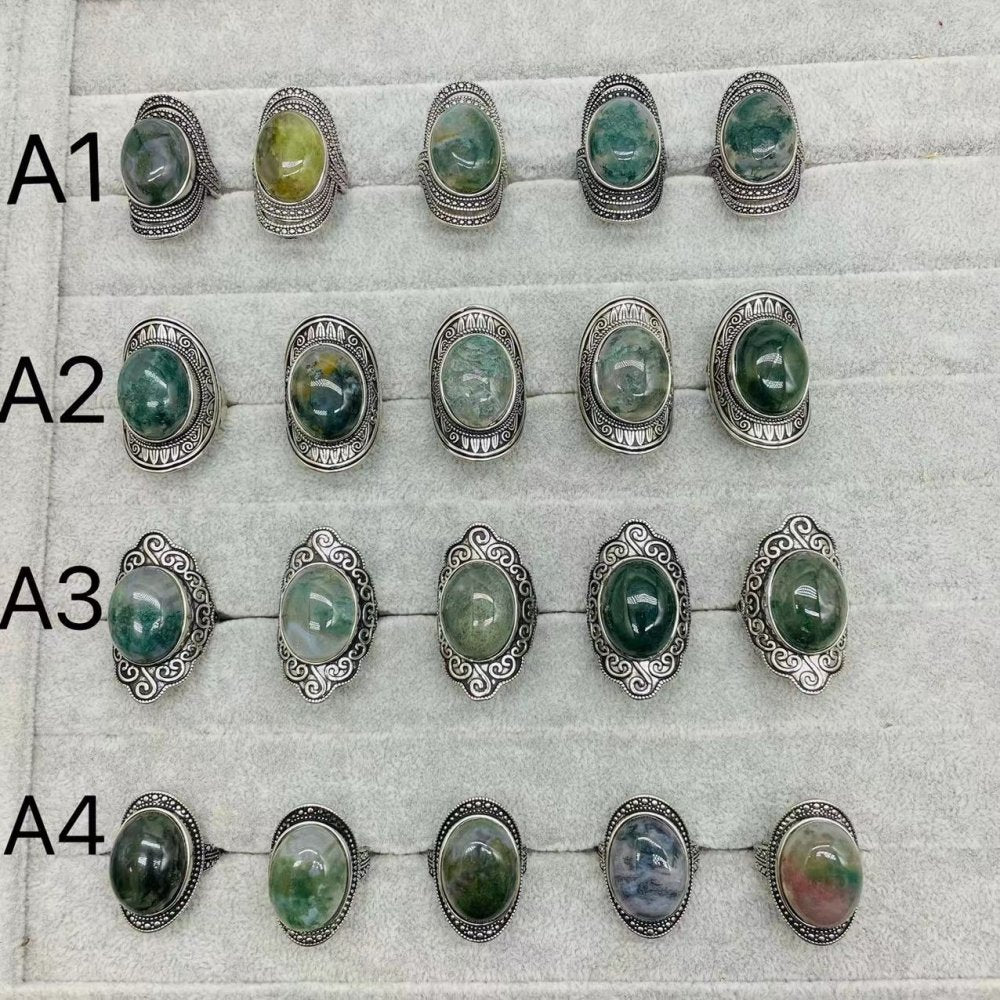 4 Types Moss Agate Ring Wholesale - Image 2