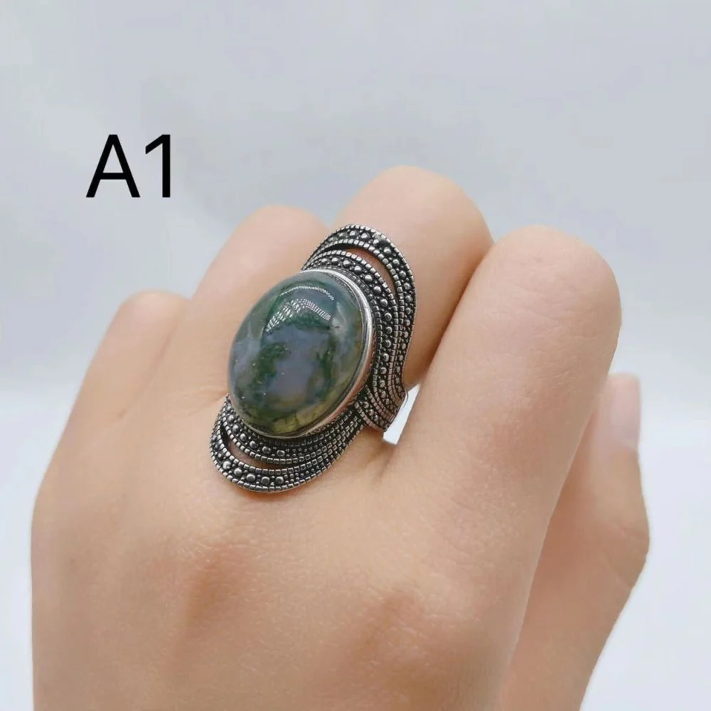 4 Types Moss Agate Ring Wholesale - Image 3
