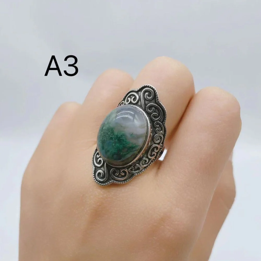4 Types Moss Agate Ring Wholesale - Image 5