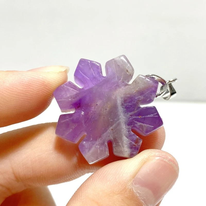 4 Types Snowflake Shape Pendants Wholesale Rose Quartz Obsidian Chevron Amethyst - Image 2