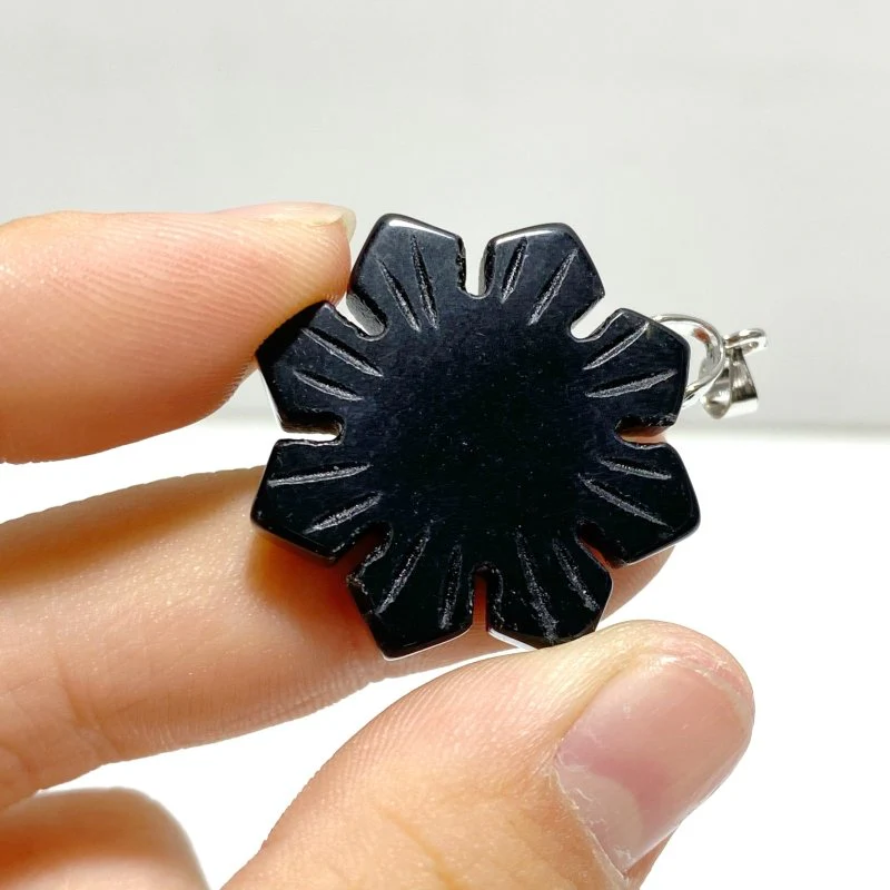4 Types Snowflake Shape Pendants Wholesale Rose Quartz Obsidian Chevron Amethyst - Image 3