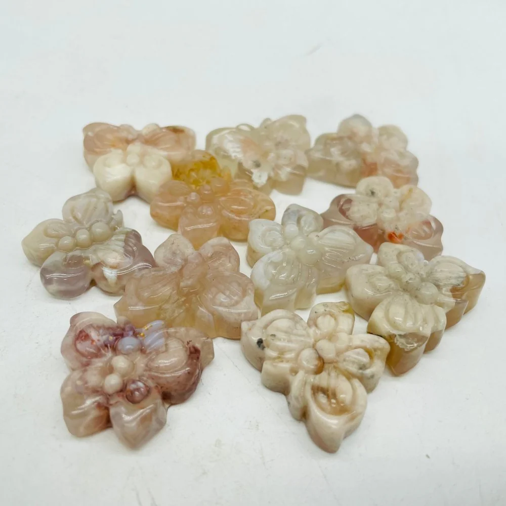 4 Types Yellow Tiger Eye & Sakura Agate Butterfly Carving Animal Wholesale - Image 4