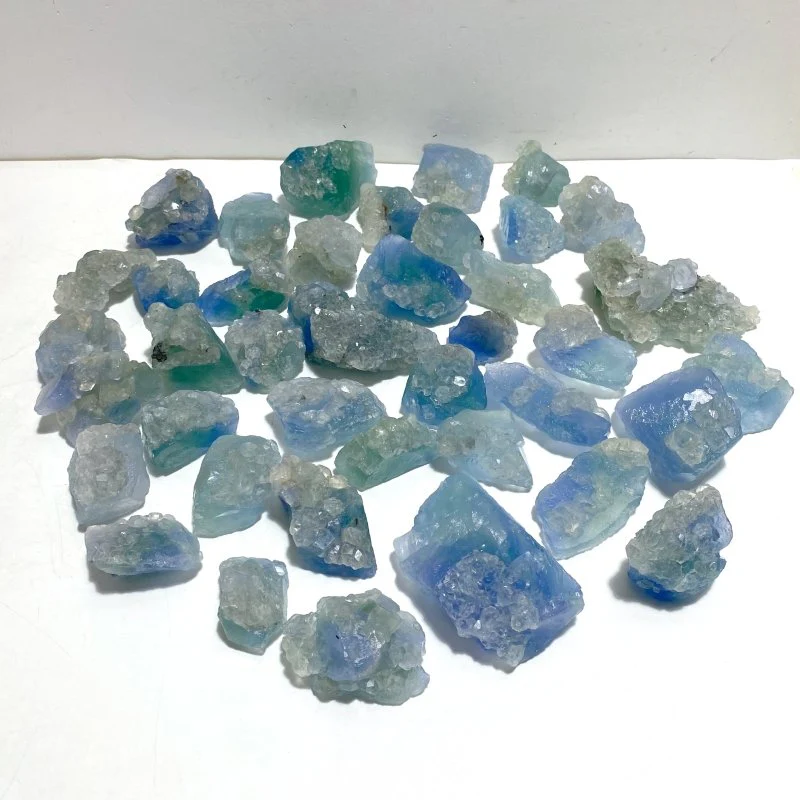 40 Pieces Blue Fluorite Mixed Calcite Raw Stone Specimen For Collection