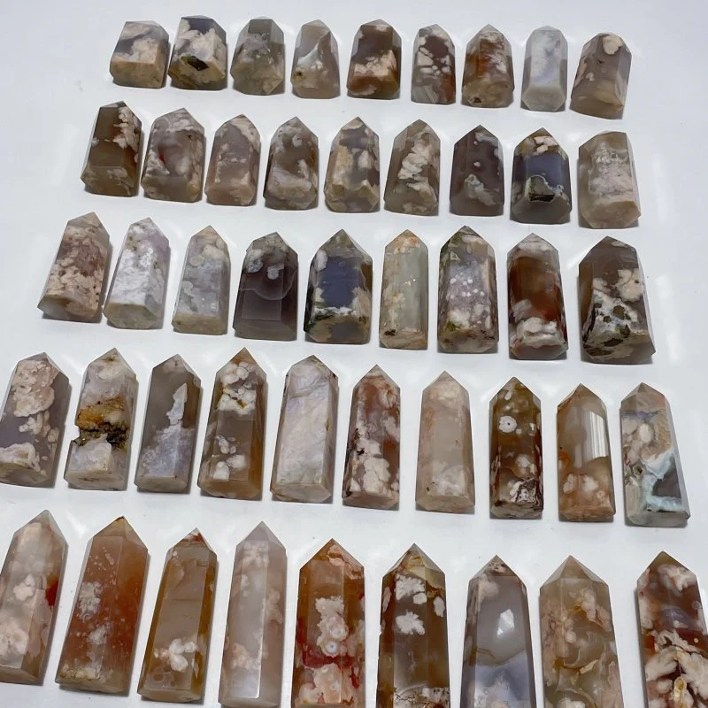 47 Pieces Fat Sakura Flower Agate Tower Points - Image 2