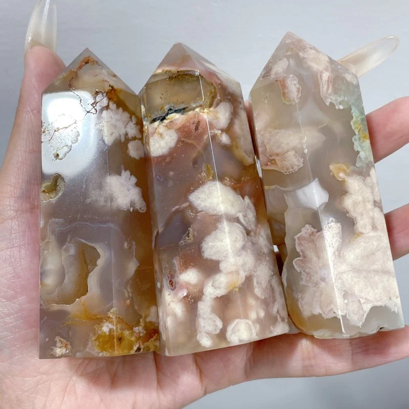 47 Pieces Fat Sakura Flower Agate Tower Points - Image 4