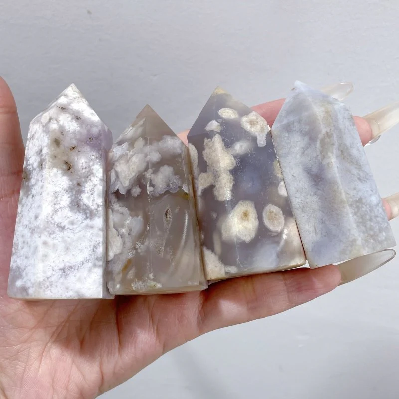 47 Pieces Fat Sakura Flower Agate Tower Points - Image 6