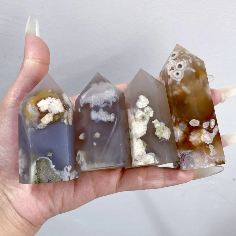 47 Pieces Fat Sakura Flower Agate Tower Points - Image 7