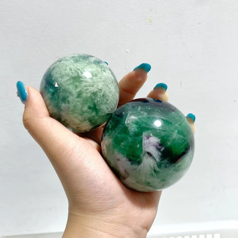 17 Pieces Beautiful Feather Fluorite Sphere Balls - Image 5