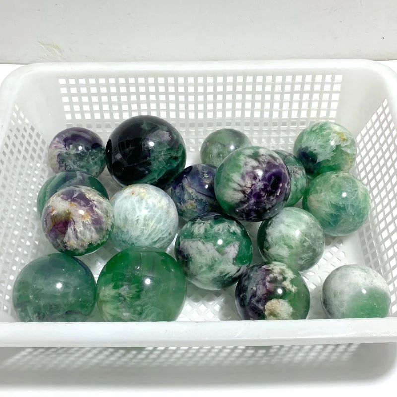 17 Pieces Beautiful Feather Fluorite Sphere Balls - Image 7