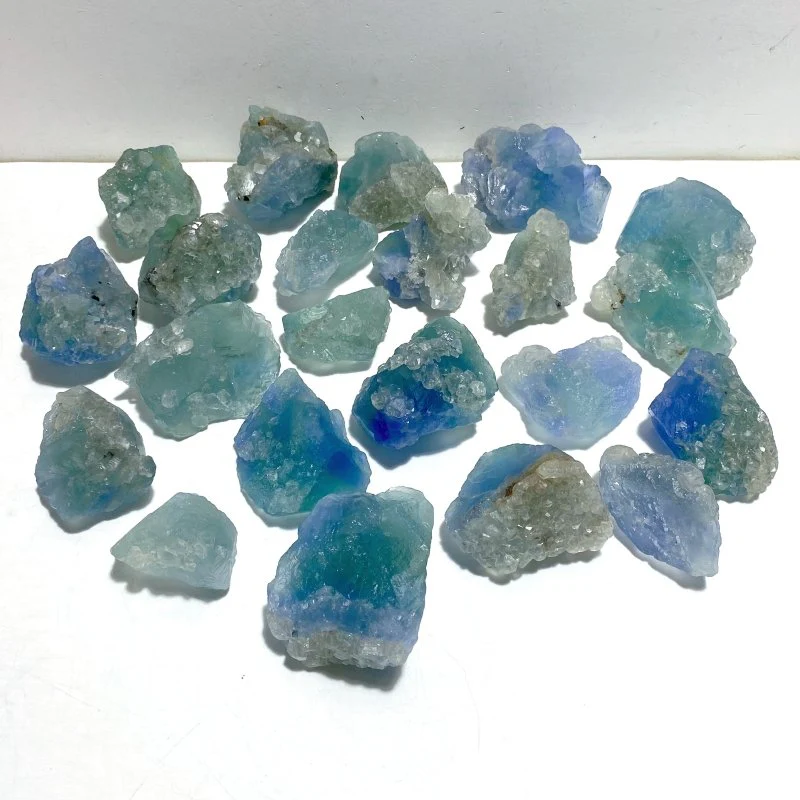 22 Pieces Blue Fluorite Mixed Calcite Raw Stone Specimen For Collection