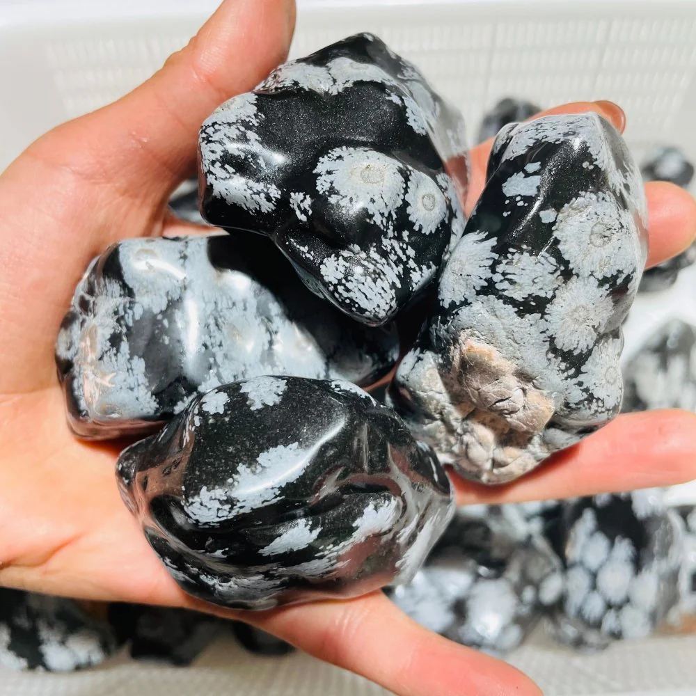 48 Pieces Polished Snowflake Obsidian Raw Free Form - Image 2