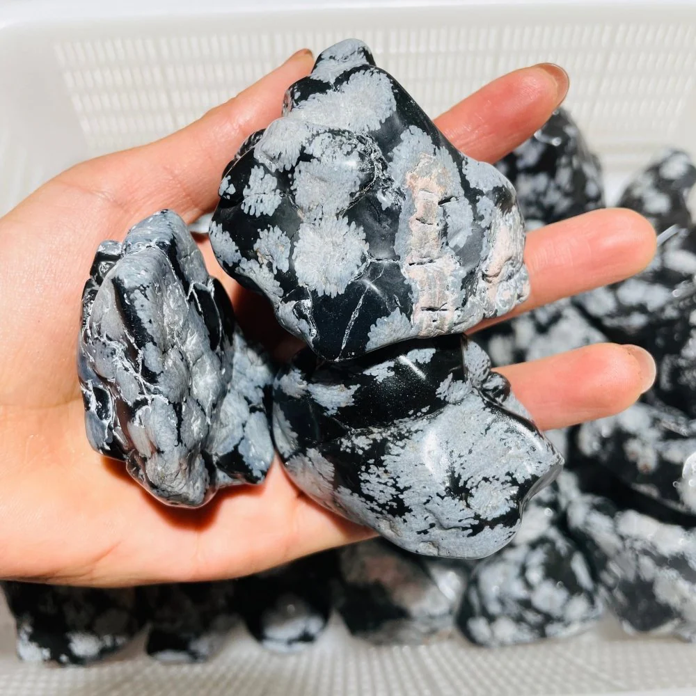 48 Pieces Polished Snowflake Obsidian Raw Free Form - Image 4