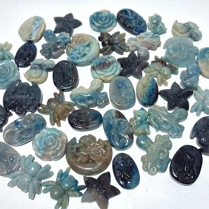 48 Pieces Trolleite Stone Mixed Animals Carving - Image 3