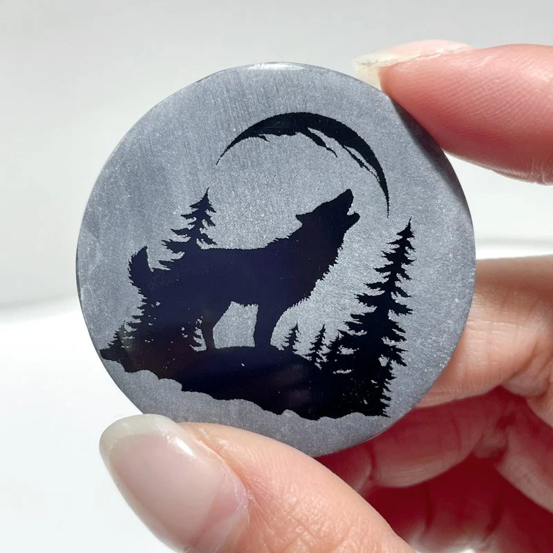 4cm Black Obsidian Forest Landscape Engraved Round Slices DIY Wholesale - Image 4