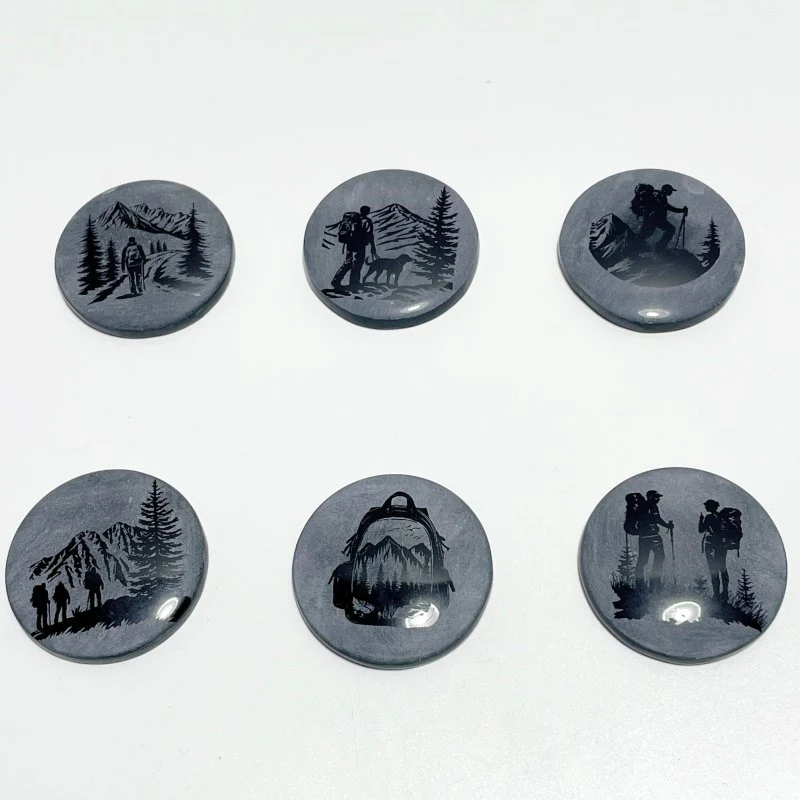 4cm Black Obsidian Hiking Bundle Engraved Round Slices Wholesale - Image 2