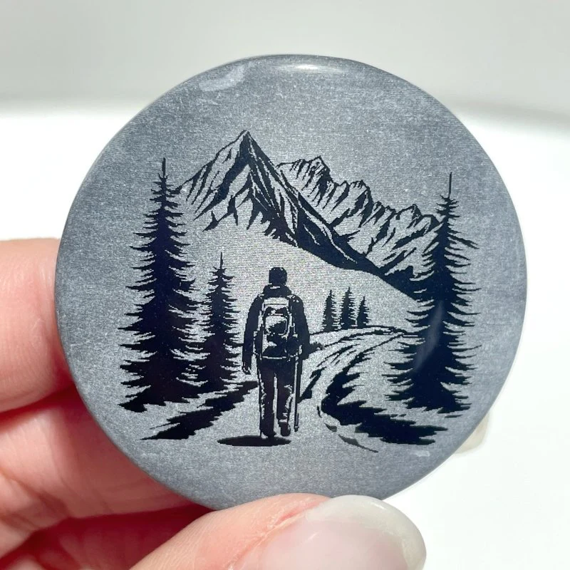 4cm Black Obsidian Hiking Bundle Engraved Round Slices Wholesale - Image 5