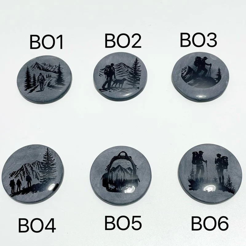 4cm Black Obsidian Hiking Bundle Engraved Round Slices Wholesale - Image 8