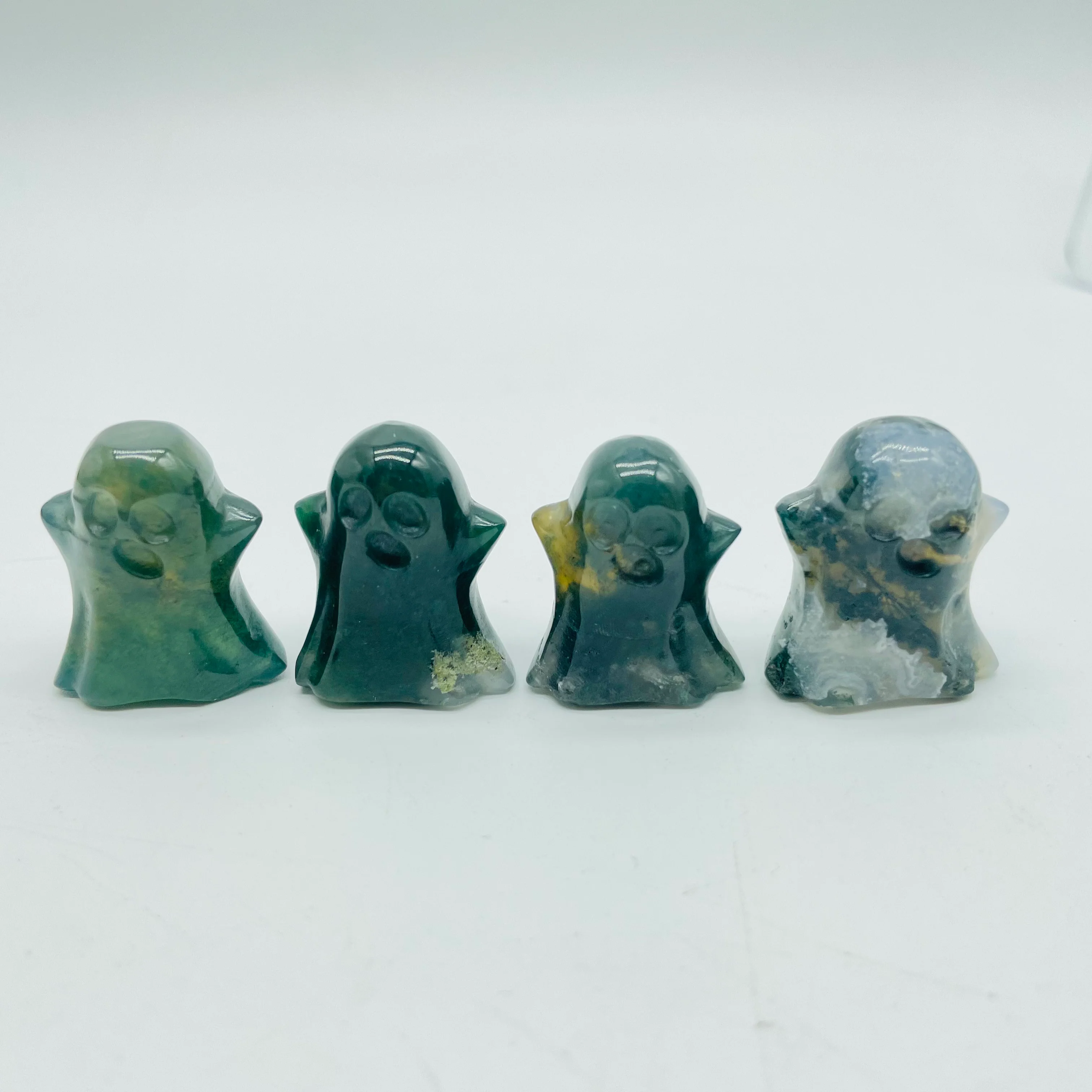 4Types Ghost Carving Wholesale Moss Agate & Ocean Jasper Halloween Decorations - Image 5