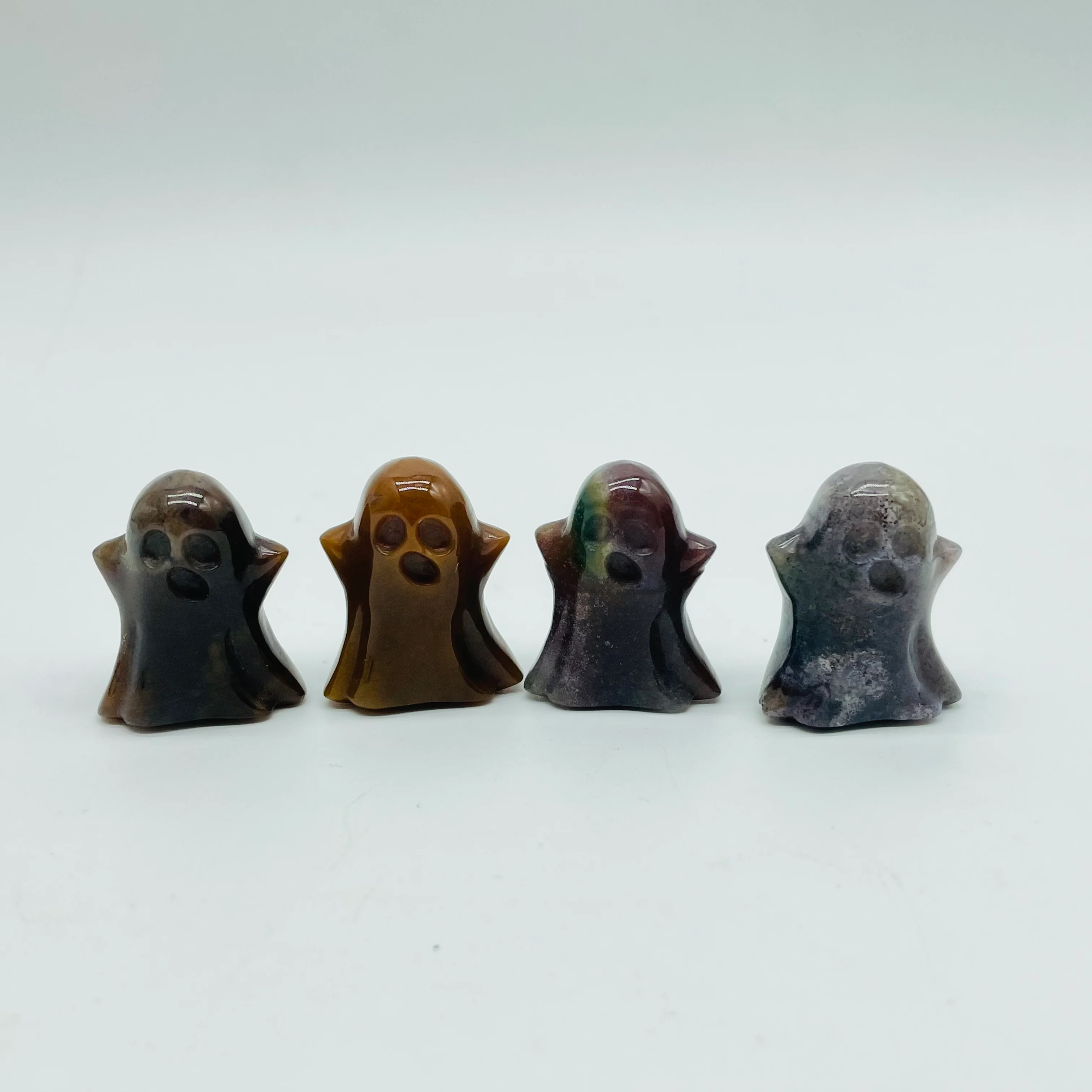 4Types Ghost Carving Wholesale Moss Agate & Ocean Jasper Halloween Decorations - Image 6
