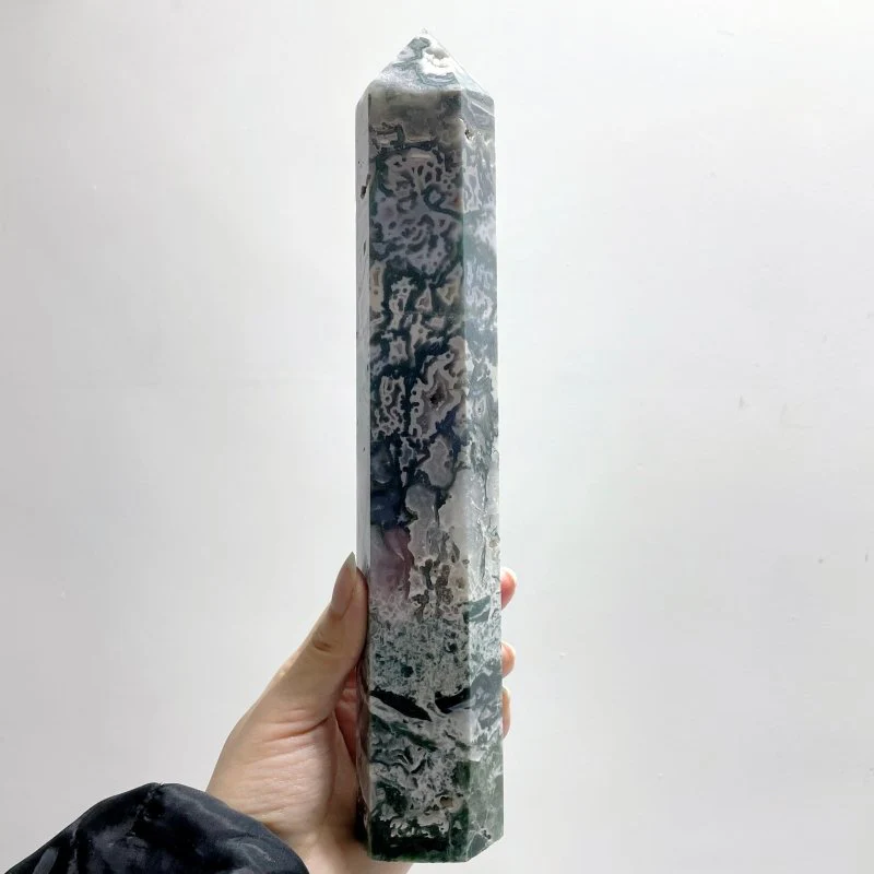10 Pieces Geode Moss Agate Tower Points 25cm - Image 3