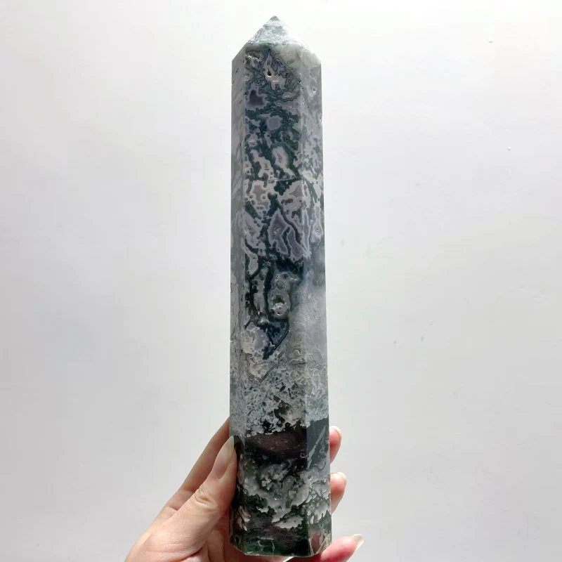 10 Pieces Geode Moss Agate Tower Points 25cm - Image 4