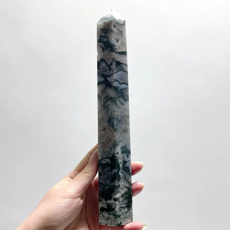 10 Pieces Geode Moss Agate Tower Points 25cm - Image 5