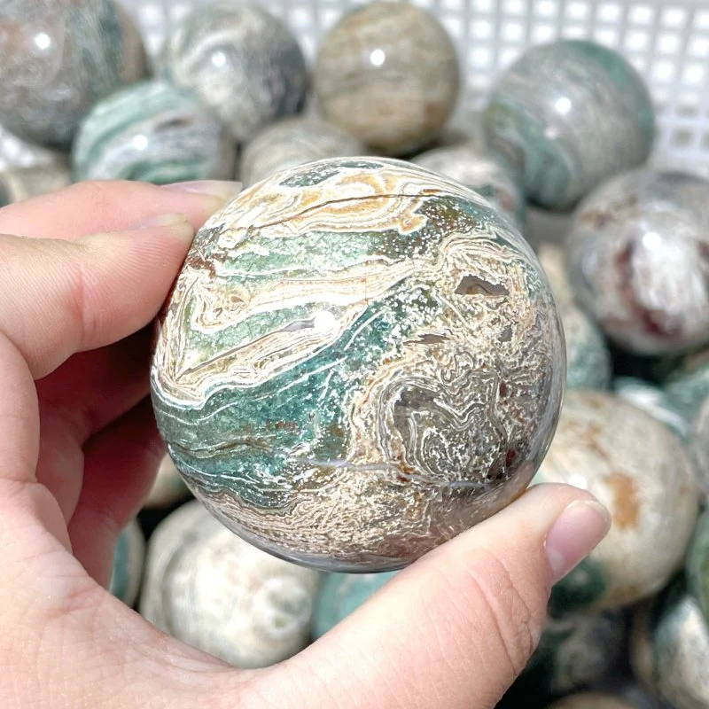 5-6.5cm Green Striped Jasper Spheres Ball Wholesale - Image 3