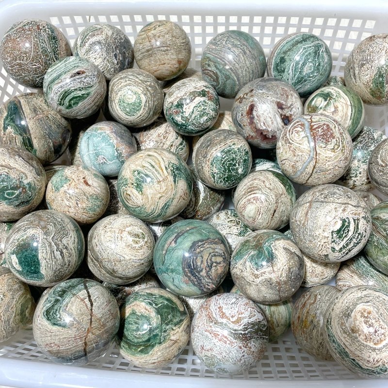 5-6.5cm Green Striped Jasper Spheres Ball Wholesale - Image 7