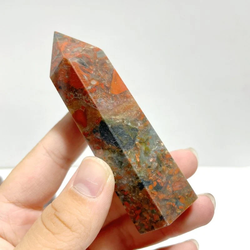 5-9CM Bloodstone Mixed Agate Tower Point Wholesale - Image 3