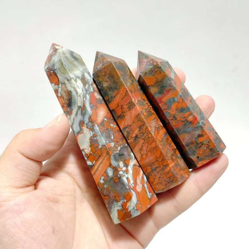 5-9CM Bloodstone Mixed Agate Tower Point Wholesale - Image 4