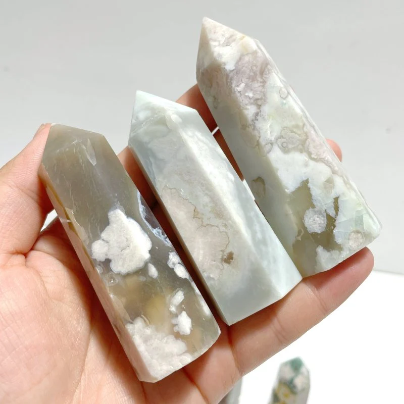5-9CM Light Green Sakura Flower Agate Tower Point Wholesale - Image 2
