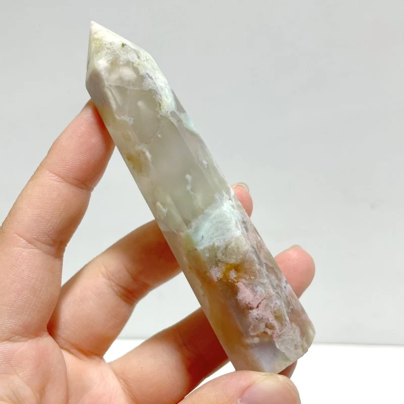 5-9CM Light Green Sakura Flower Agate Tower Point Wholesale - Image 3